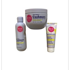 EOS VANILLA CASHMERE BUNDLE Ultra Derm Hand Cream Whipped Oil Butter & Body Oil